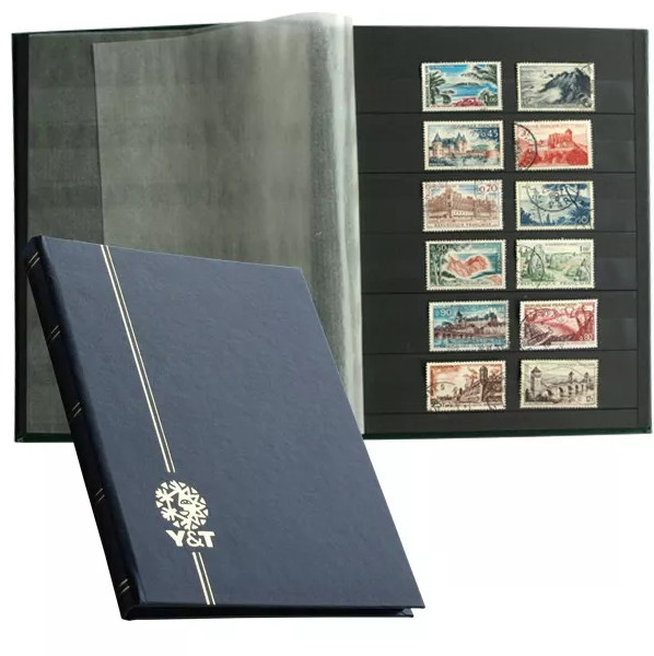 PERFECTA : Classeur fixe pour timbres (Petit modèle-Pages Noires-16p.)